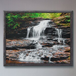 Autumn Waterfall - Waterfall Oil Painting / Autumn Art / Autumn Gallery Wall / Earth Tone Wall Art / Pop of Color / Fall Decor