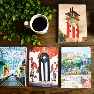 Puerto Rico Journals - 4 Travel Journals with Iconic Photography (Calle de la Fortaleza, La Perla, La Guancha, La Puerta de la Bandera)