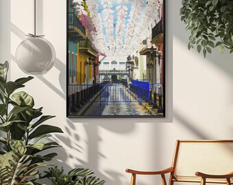 San Juan Street Photography Print | Caribbean Architecture, Wing Canopies