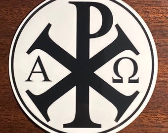 Chi Rho Sticker, Alpha and Omega, Christian