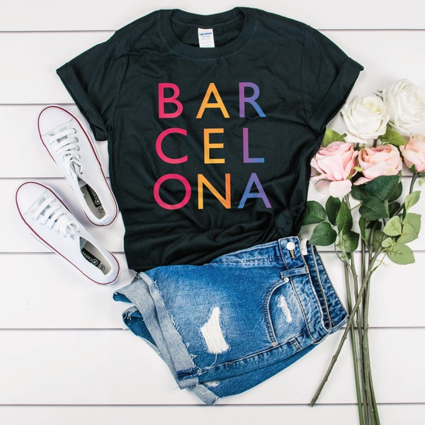 Barcelona Shirt - Colorful Spain City - Barcelona Vacation Gift - Spain Souvenir - Barcelona Spain - I Love Barcelona - Barcelona Tee Shirt