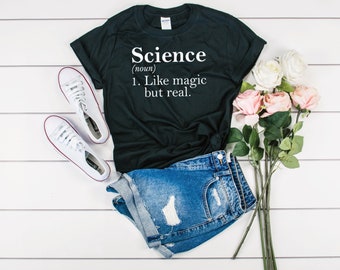 Chemise scientifique drôle - La science comme la magie mais réelle - Cadeau pour professeur de sciences - Cadeaux Sience - Cadeau de professeur de sciences - Chemise de chimie de biologie