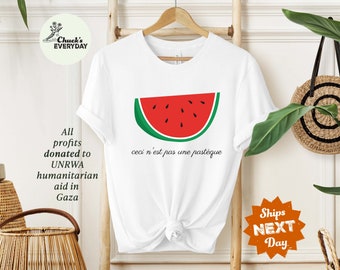 Ce n’est pas une chemise pastèque | "Ceci n'est pas une pastèque" | Chemise drapeau palestinien | Chemise, sweat-shirt Palestine gratuits | Parodie surréaliste