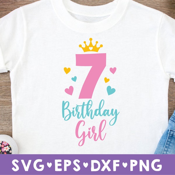 Seven Birthday Svg, Seventh Birthday Svg, 7th Birthday Svg, Birthday Girl Svg, Princess Svg, Crown Number Svg, Seven Svg,My Seventh Birthday