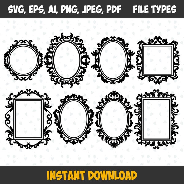 Frame SVG Bundle, Mirror SVG bundle, Frame cut file, Frame clipart, Frame svg files for silhouette, files for cricut