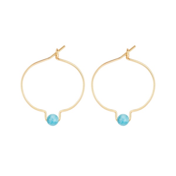 Boucles d'oreilles Aigue-Marine et Or 14k gold-filled (ou argent 925)