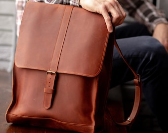 Cognac leather backpack for men,Laptop backpack,Men leather backpack,Backpack,Leather backpack,Work backpack,Backpack men,Leather rucksack