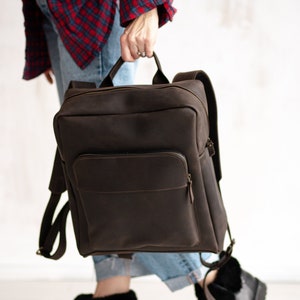 Brown Leather Backpack Purse: Women&#39;s Laptop Bag