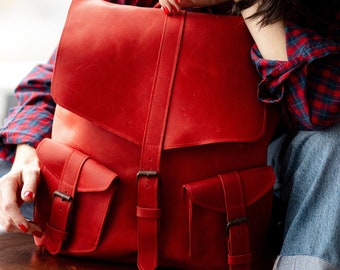 Women backpack,Leather backpack,Leather laptop bag women,Leather laptop backpack,Backpack purse women,Leather backpack,Red leather backpack