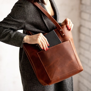 Leder Kleinkind Handtasche Frauen in 4 Größen mit Laptop Fach,Kleine Leder Tragetasche,Leder Tasche,Arbeitstasche Bild 1