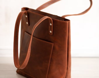 Work Cognac Leather Bag For Women,Leather bags for Women,Large Leather Bag Zipper,Leather Shoulder Bag,Leather Tote Bag Women,Leather Bag