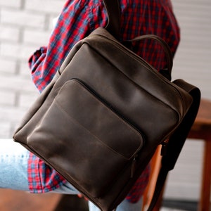 Simple leather zipper backpack for women,Laptop backpack women,Leather backpack,Work backpack,Backpack for her,Backpack purse women