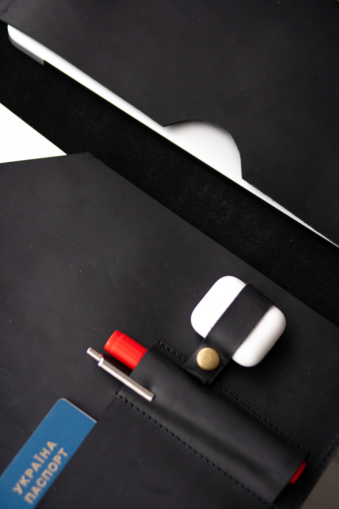 Black leather MacBook sleeveLaptop sleeve 15.6Leather laptop Etsy