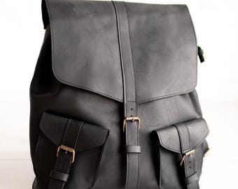 Mochila de cuero negro: Mochila personalizada para portátil