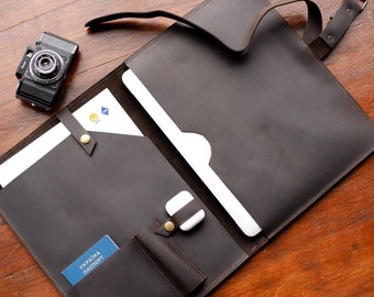 Leather iPad Portfolio: Handmade Organizer Case