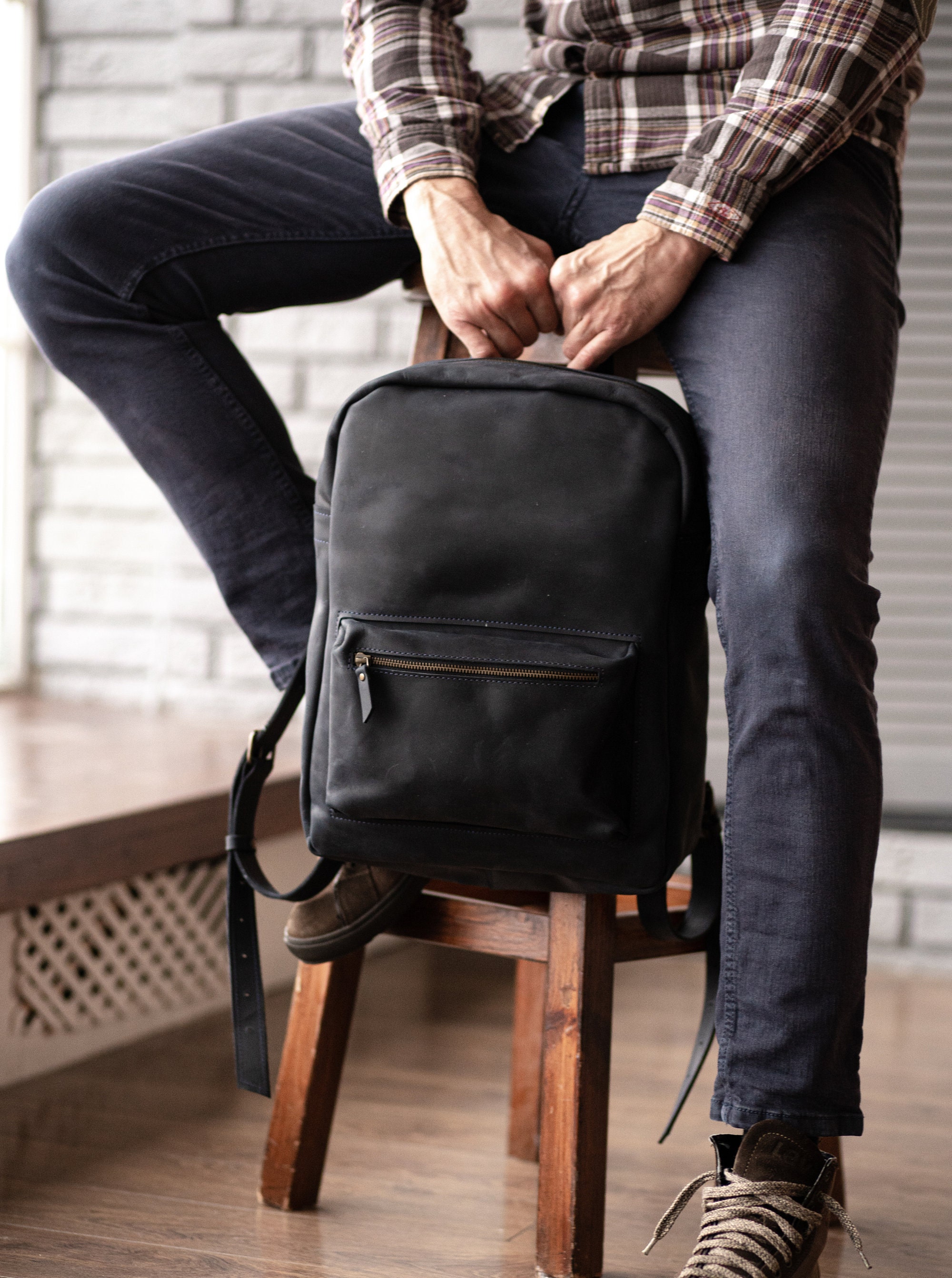 Handmand Canvas Leather Travel Backpack Casual School Daypack Laptop R –  LISABAG