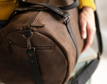 Leather duffel bag,Personalized leather duffel bag men,Leather sport bag men,Weekender bag men,Travel bag men,Duffle bag,Monogram duffle bag