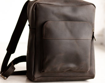 Personalized Brown Custom Leather Laptop Backpack,Leather Backpack,Leather Backpack Purse,Leather Backpack Men,Natural Leather backpack