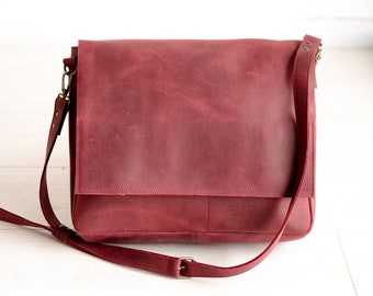 Burgundy leather laptop bag for women,Leather shoulder bag women,Leather tote bag women,Leather bag women,Laptop bag,Leather work bag women