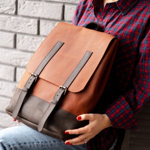 Women&#39;s multicolor leather backpack,Leather bag women,Laptop backpack,Leather backpack,Custom backpack women,Backpack women,Handmade bag