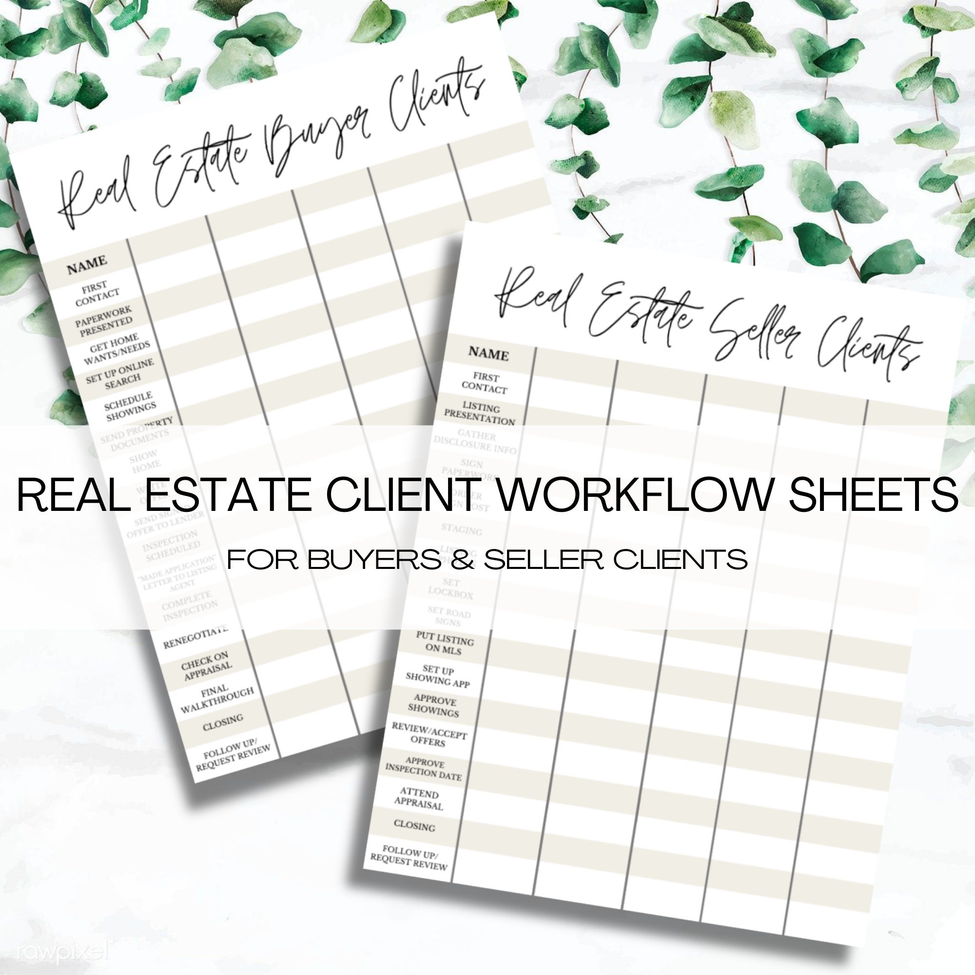 Real Estate Client Workflow Sheets For Buyers & Sellers | Etsy