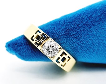 0.50 Ct Diamond Men&#39;s Ring: 14k Gold Solitaire Engagement Ring