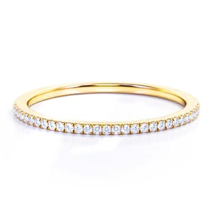 Dainty 14k Gold Diamond Eternity Band: Stackable Wedding Ring