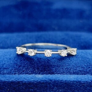 5 Pcs Diamond Band / 14K Solid Yellow Gold Diamond Ring /  Diamond Eternity Band / Diamond Statement Ring / Dainty Diamond Band