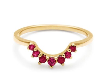 Stunning Ruby Nesting Band / Hallmarked Ruby Ring / Ruby Enhancer Band / Curve Ruby Ring / Gift for her