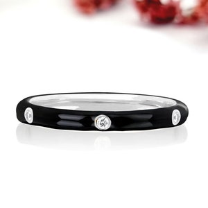0.30 Ct Diamond Enamel Ring / Stackable Enamel Ring in 14k Solid Gold / Enamel Eternity Band / Gift For Her / Statement Ring