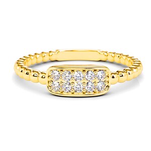 Dainty Diamond Cluster Ring in 14k Gold / Beaded Gold and Diamond Stackable Ring / Diamond Statement Ring / VVS Diamond Ring
