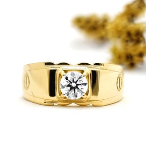 Klassischer Diamantring für Männer, 0.50 Ct Diamantring für Männer, Verlobungsring, Männerring mit 14 Karat Punze, Diamantring Herren, Klassischer Diamantring 0.50 Ct