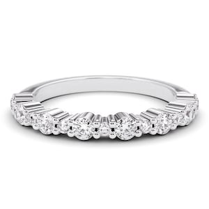 Alternating Prong Set Genuine Diamond Band / Solid Gold Wedding Ring / Stackable Diamond Eternity Band / Statement Ring By SNJ Jewels Store