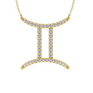 Luxury Gemini Zodiac Charm | Diamond-Encrusted Pendant in Gold | Thoughtful Gift for Astrology | Lovers Dainty Zodiac Gift for Her