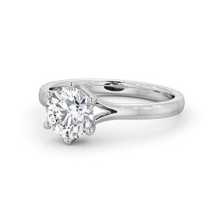 1.50 Carat F Color VVS2 Clarity IGI Certified Round Brilliant IDEAL Cut Lab Created Diamond Solitaire Ring, 6 Prongs 14k White Gold