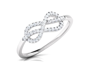 Diamond Infinity Knot Ring: 14k Gold Wedding Accent Ring