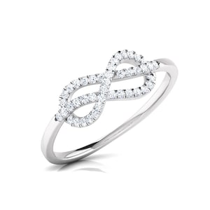 Flawless Diamond Infinity Knot Ring , Hallmarked Gold Infinity Ring , Wedding Ring , Accent Ring, Mother&#39;s day Gift