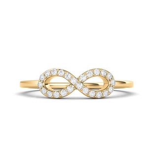 Flawless Diamond Infinity Ring , 14K Hallmarked Gold Infinity Ring , Infinity Engagement Ring , Handmade Infinity Ring