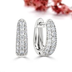 Round Hoop Diamond Earrings / 14k Gold Diamond Huggie Hoops / Diamond Earrings /Diamond Hoops / Small Hoop Earrings / Earring For Sale