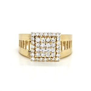 Anillo de diamantes para hombre impecable, anillo de compromiso para hombre, anillo de oro con sello distintivo, anillo de diamantes naturales