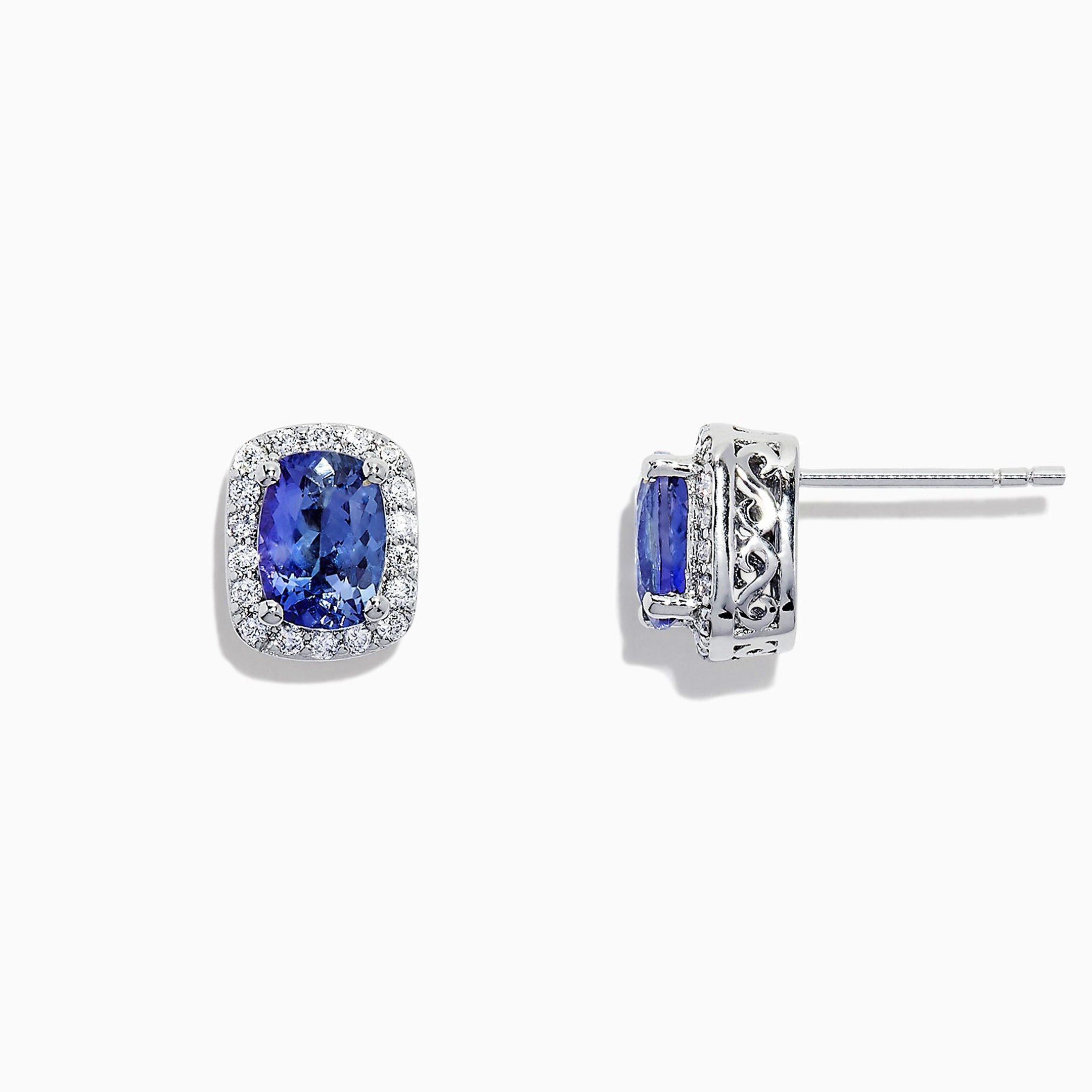 Sapphire Earrings , Diamond Sapphire Earring Studs , Diamond Studs , Blue Sapphire Jewelry , 14K Hallmarked Earrings , Gemstones Earring