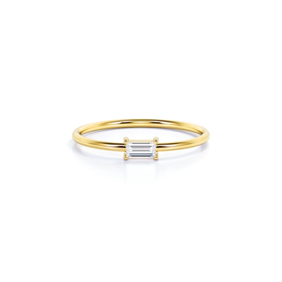 14k Baguette Diamond Ring Baguette Diamond Solitaire Ring