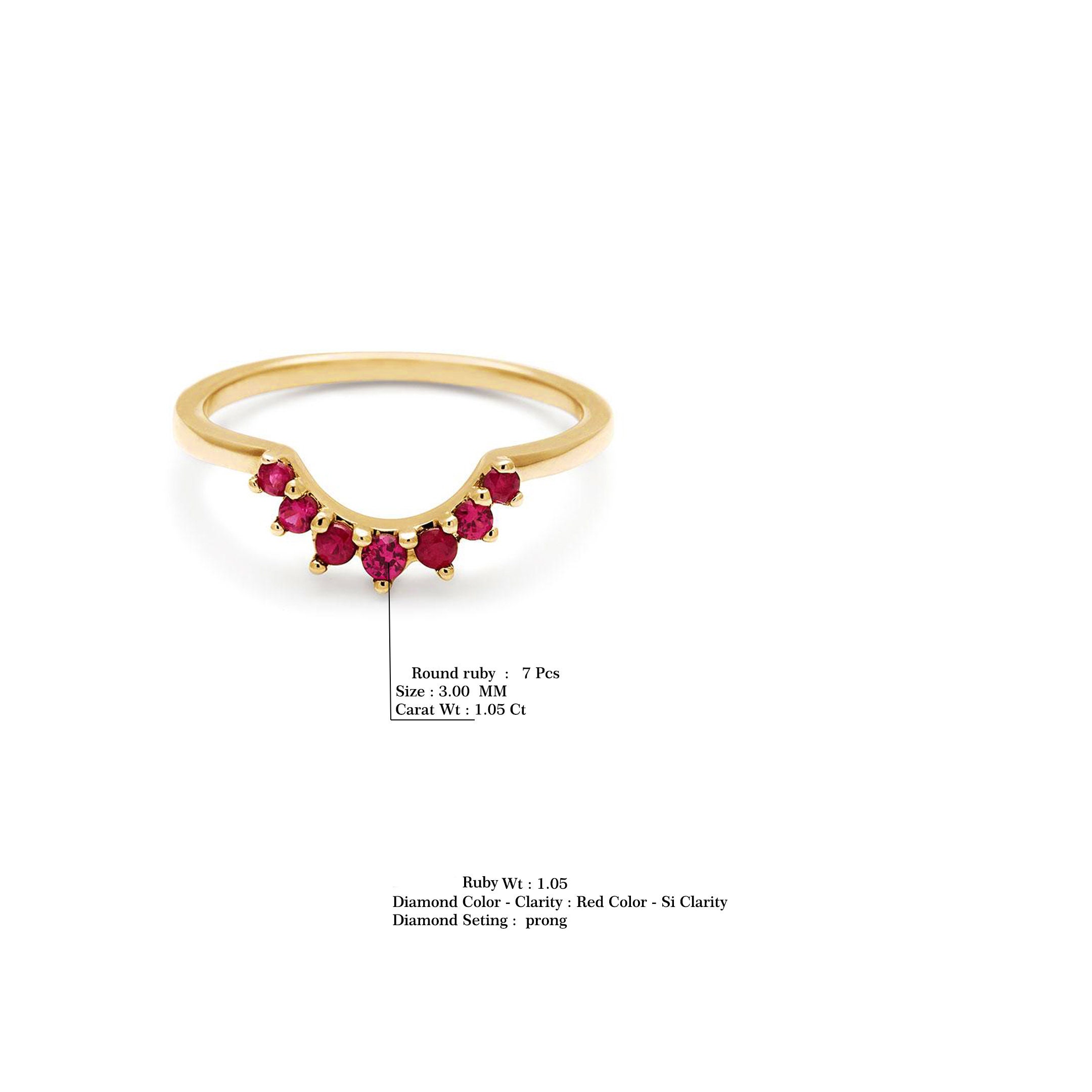 Gold Wishbone Ring With Ruby | July Birthstone Stackable Ring - Etsy