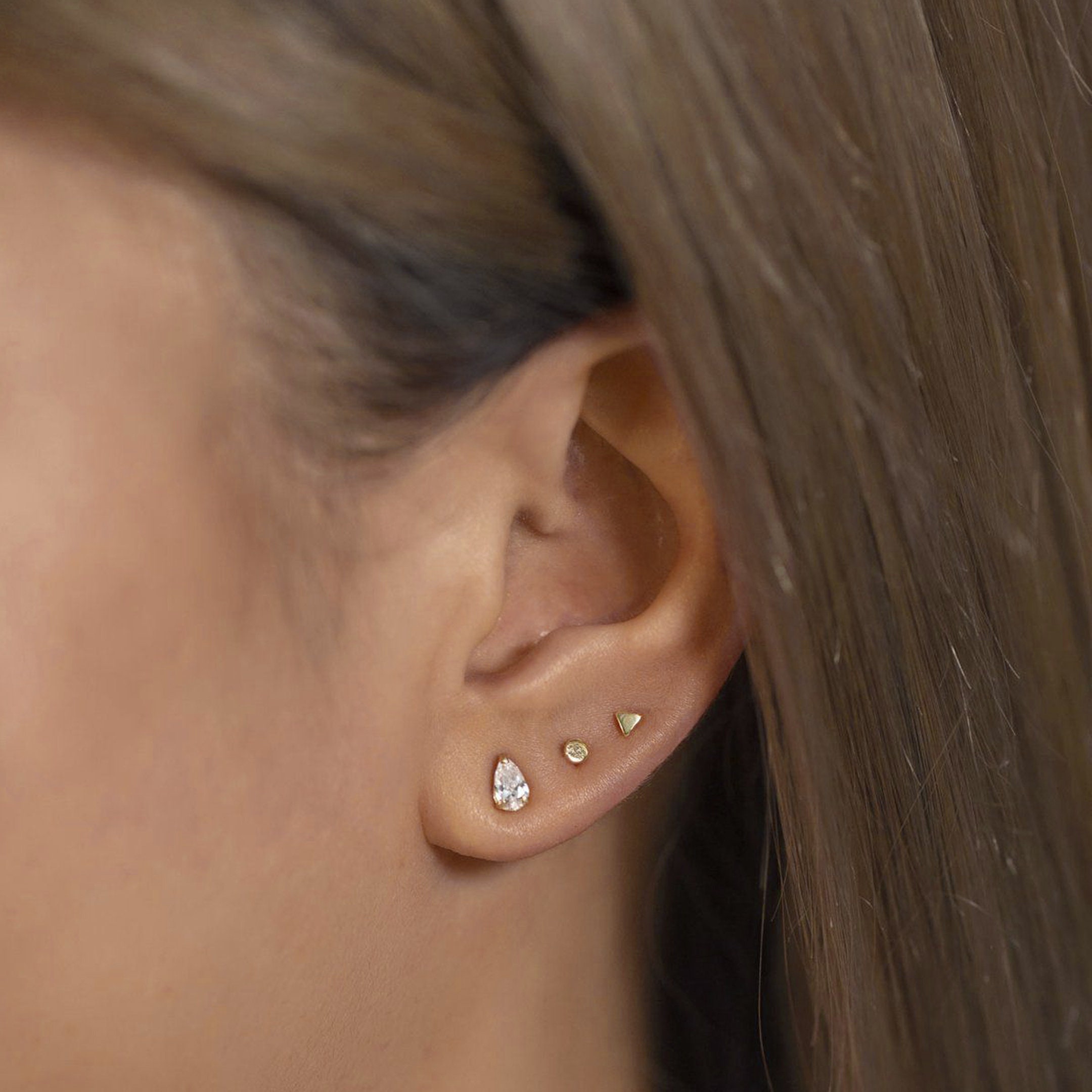 14K Weißgold Ohrstecker Verstellbar 2 Ct Brilliant Smaragdschliff Solitär Ohrstecker Designer Echte Blue Diamond