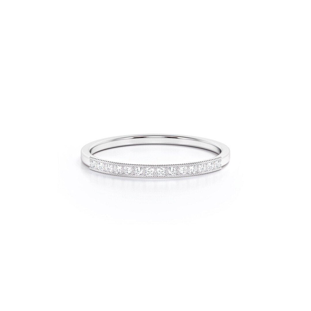 14K Yellow Gold Diamond Wedding Band: Semi Eternity Ring - Etsy