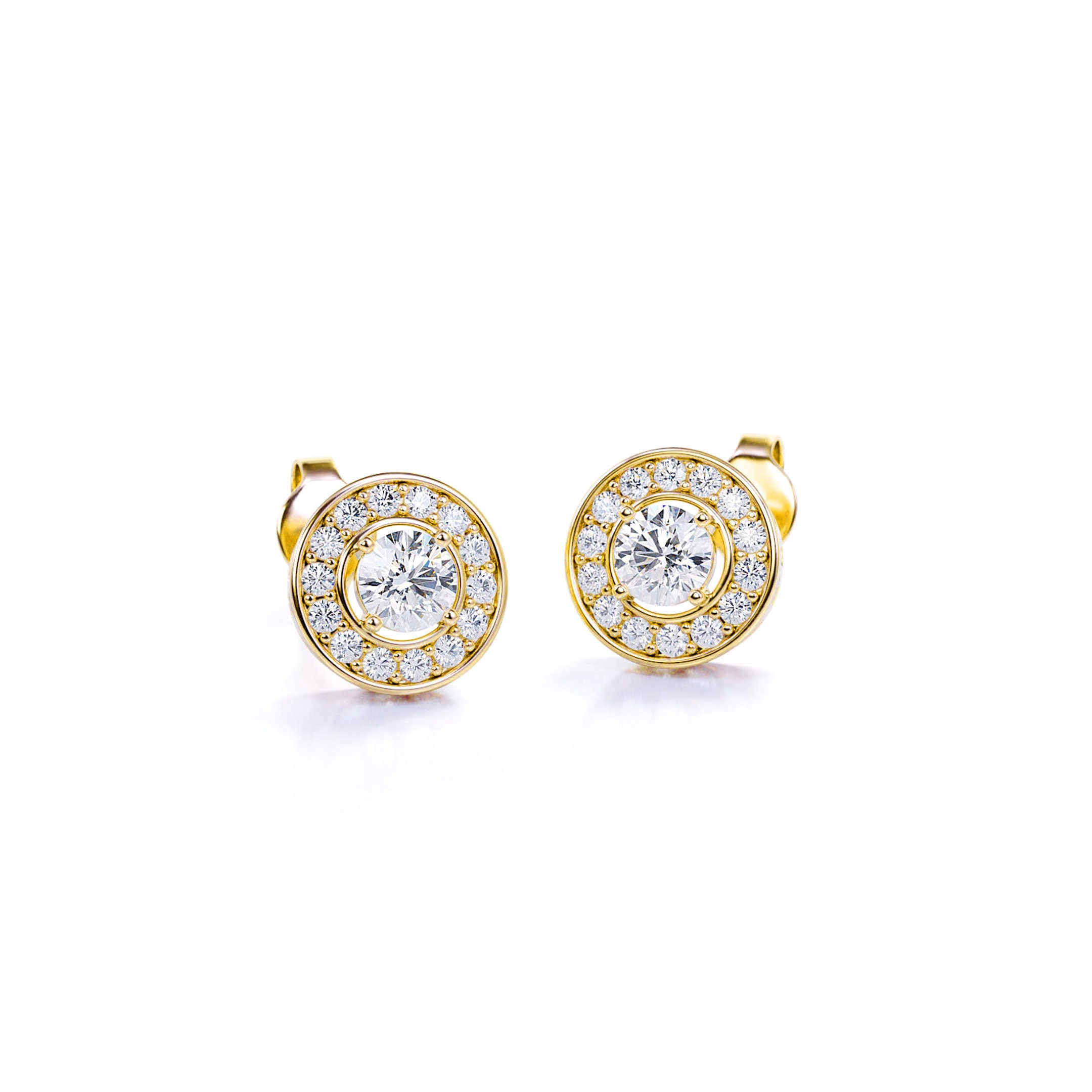 Drop Diamond Solitaire Studs Round Diamond Stud Earrings 14K White Gold Earring Stacking Solitaire Diamond Studs Etsy Canada