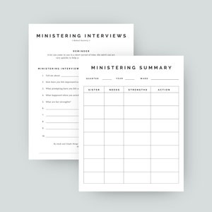 Ministering Interviews Downloadable | LDS Ministering Interviews | Relief Society Presidency Printable | Ministering Organization | LDS