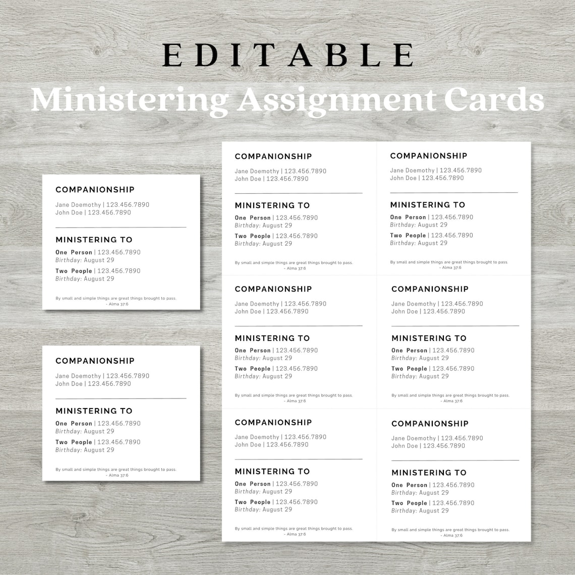 Relief Society Ministering Assignment Printable Card Editable Canva Template LDS Ministering ...
