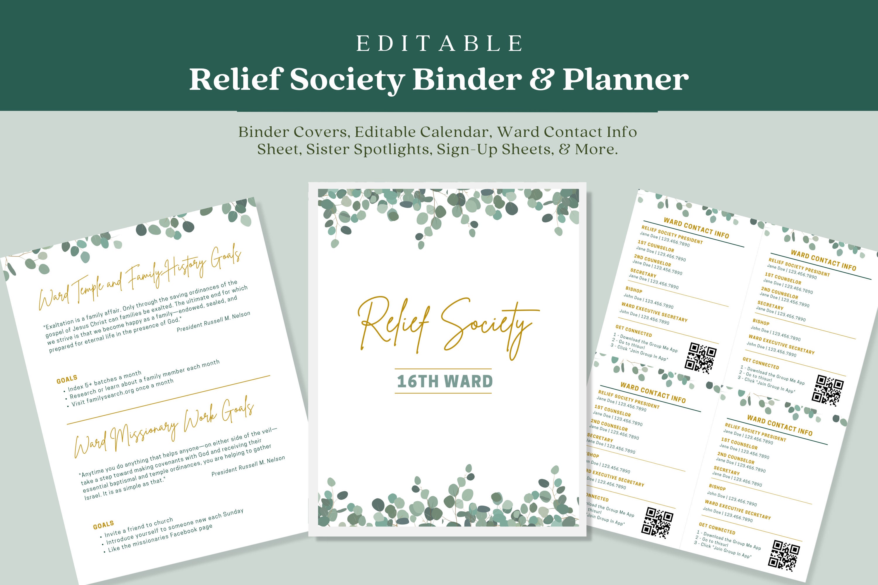 Relief Society Planner, Relief Society Binder, LDS Relief Society 2024