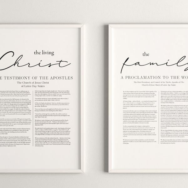 4 LDS Prints | Living Christ, Family Proclamation, Articles of Faith, Restoration | Church of Jesus Christ | LDS Wall Art